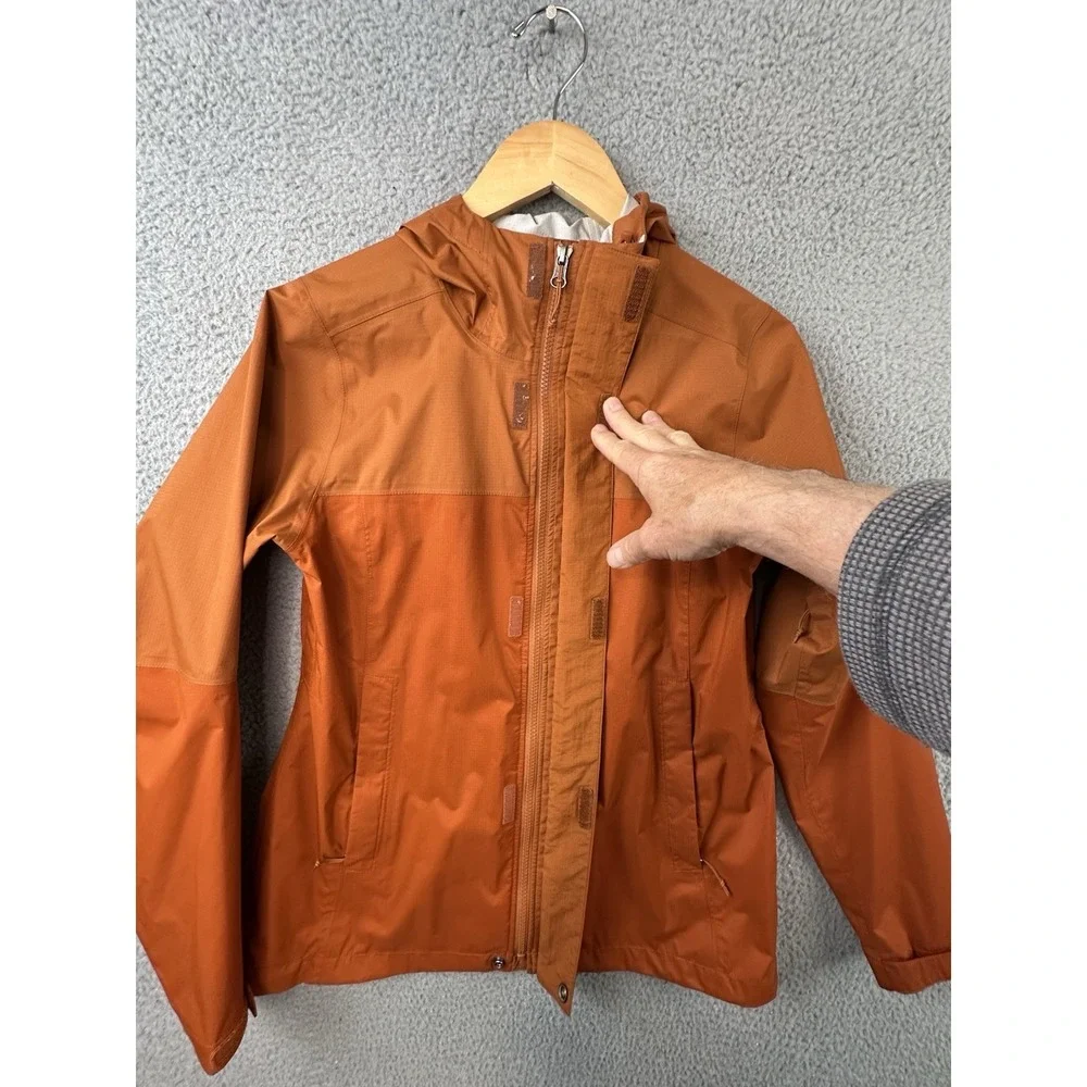 REI Co-op Rainier Rain Jacket Womens Small Orange Hydrowall 2.5 Layer Hooded - Picture 4 of 14